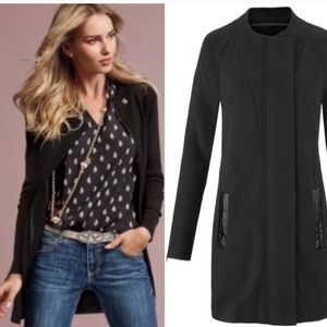 CABI Black Tailor Ponte Knit Full Zip Coat Size Small